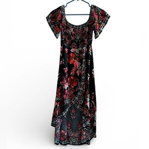 Lulu's Black Floral Print High Low Black  Dress Size S